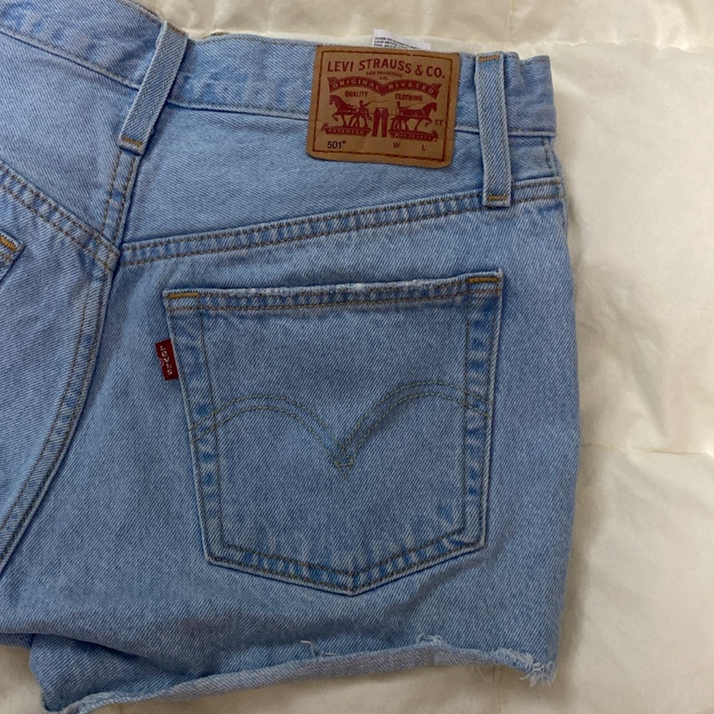 Levi 501 Distressed Denim Shorts- Size 26